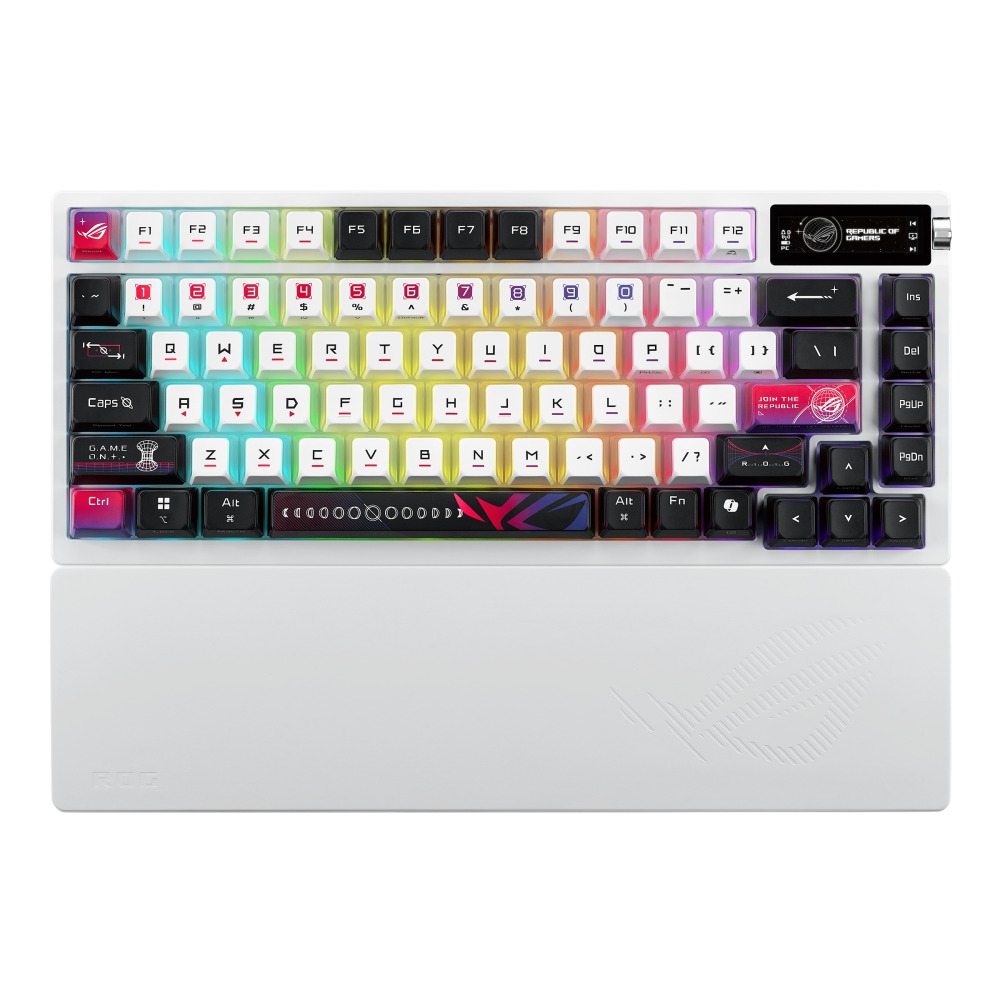 Render of the ASUS ROG Azoth X wireless gaming keyboard.