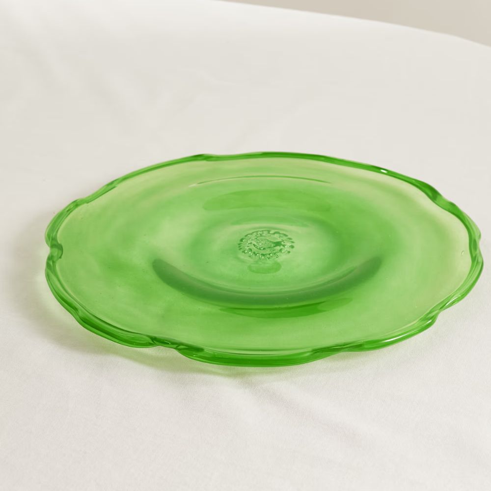 bright green glass serving plate