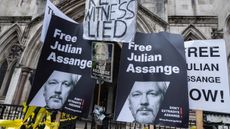 Supporters of Julian Assange at High Court on February 20, 2024 in London, England.