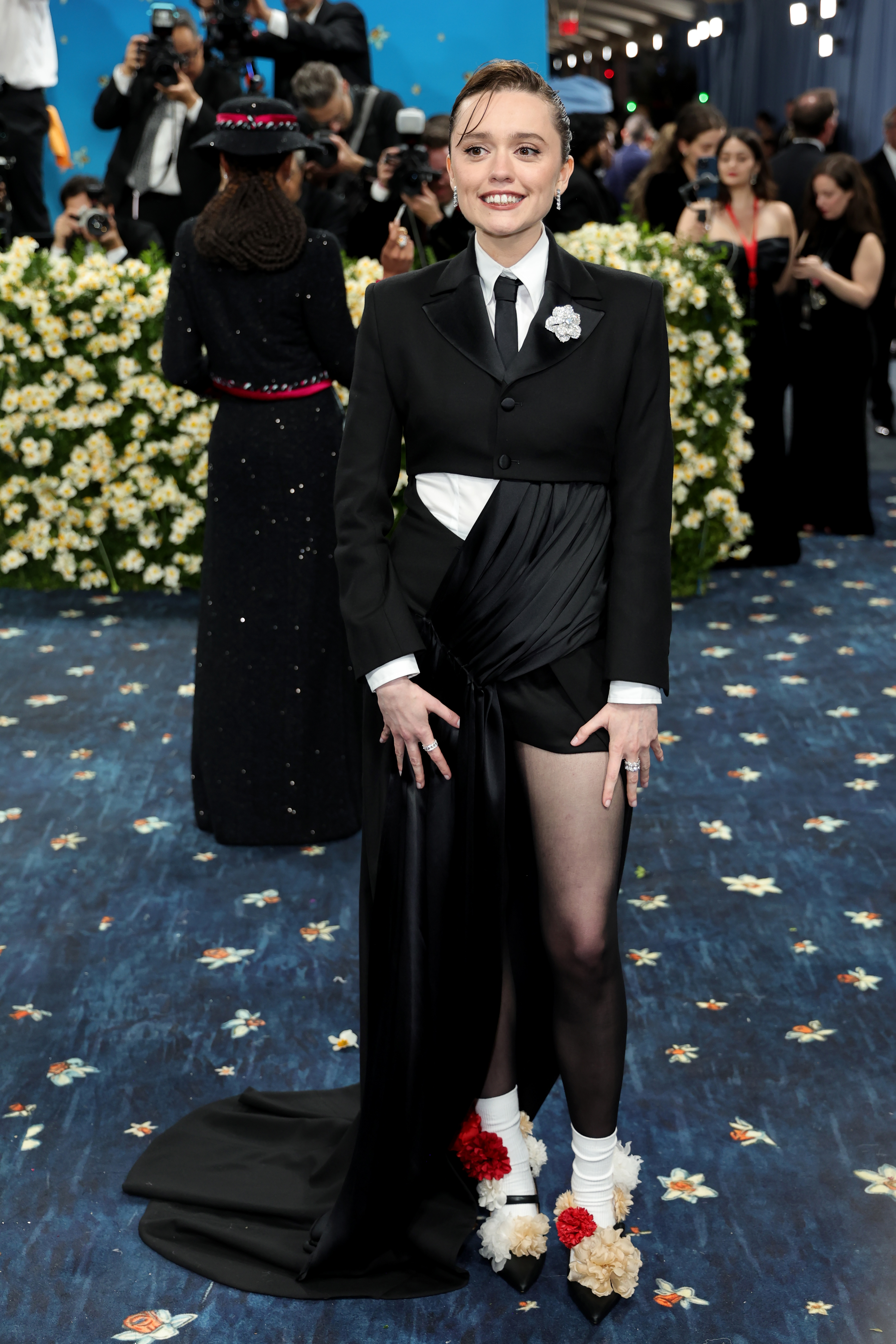 Aimee Lou Wood attends the 2025 Met Gala Celebrating "Superfine: Tailoring Black Style" at Metropolitan Museum of Art on May 05, 2025 in New York City. (Photo by Savion Washington/Getty Images)