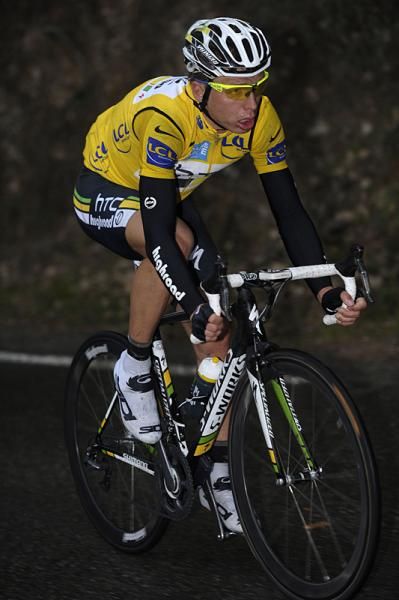 Yellow jersey Tony Martin (HTC - Highroad) works to keep his overall lead.