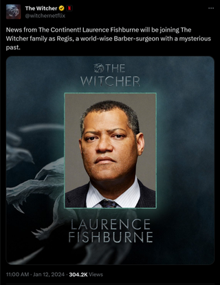 News from The Continent! Laurence Fishburne will be joining The Witcher family as Regis, a world-wise Barber-surgeon with a mysterious past.
