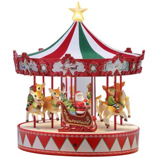 Vintage christmas carousel in red and green