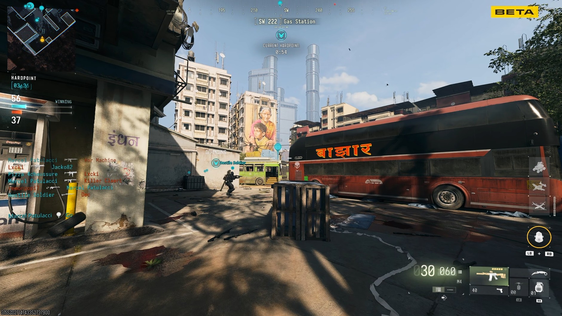 A screenshot from the Transit 213 map in the Call of Duty: Modern Warfare 4 beta.