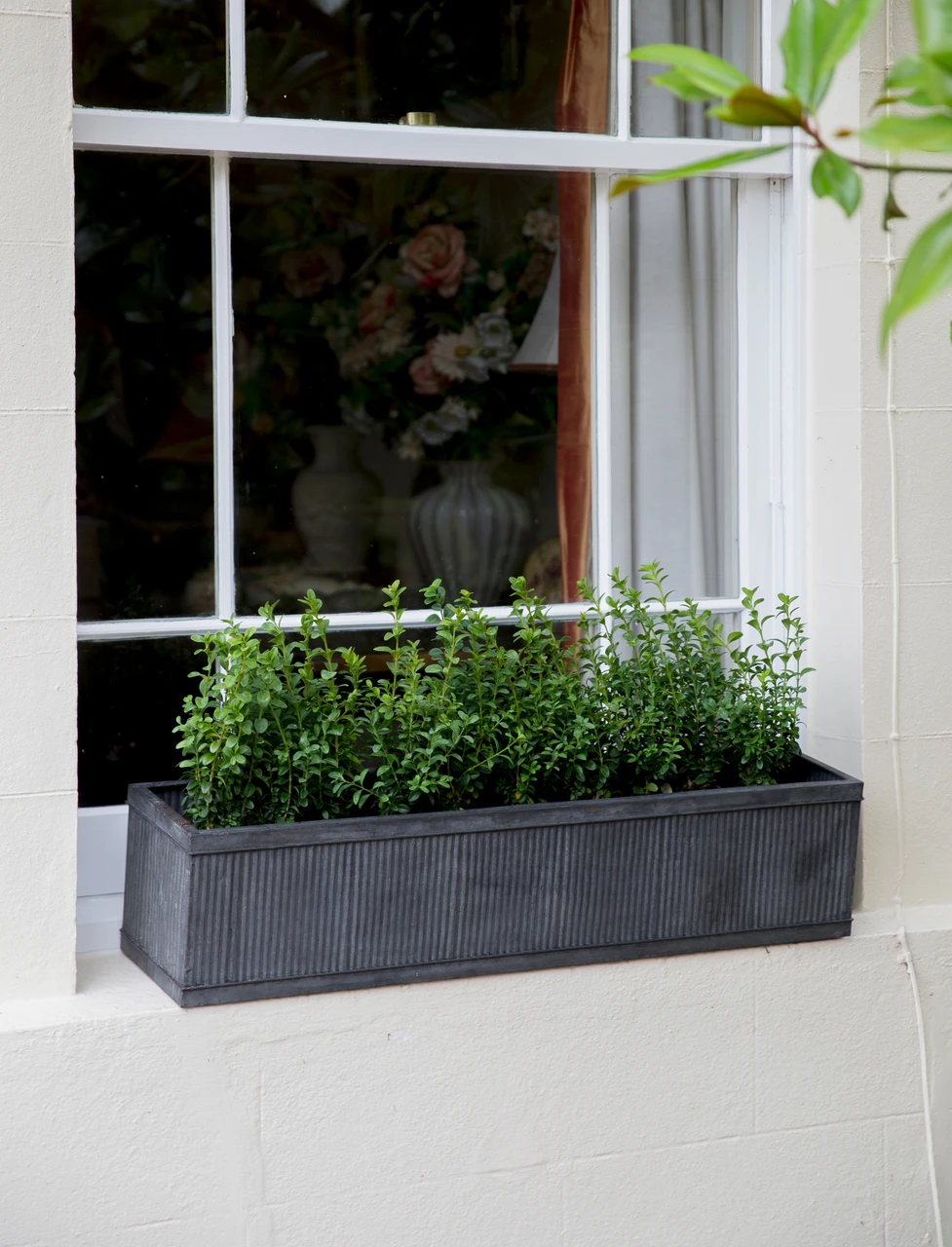 Vence Window Box 90cm - Galvanised Steel, Black