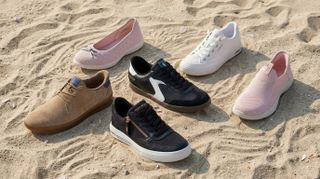 Skechers shoes on a beach