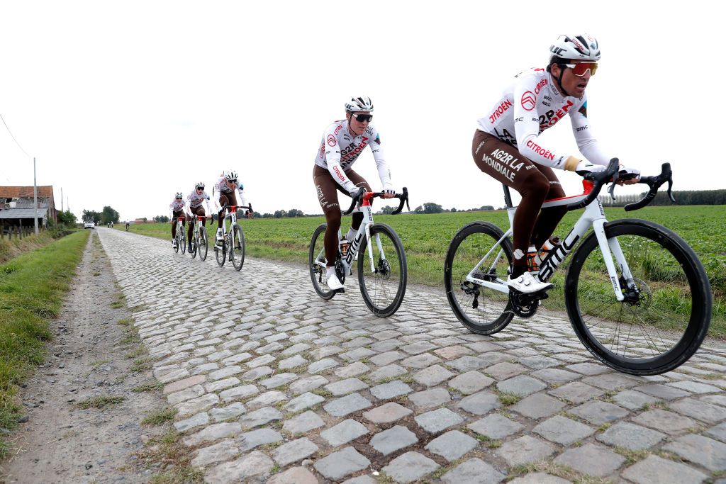 ARENBERG FRANCE SEPTEMBER 30 Greg Van Avermaet of Belgium and AG2R Citren Team during the 118th Paris Roubaix 2021 Training Day 1 ParisRoubaix on September 30 2021 in Arenberg France Photo by Bas CzerwinskiGetty Images