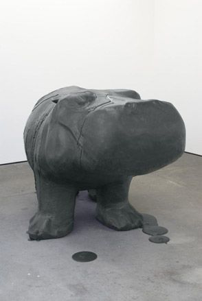 Clay grey hippo sculpture