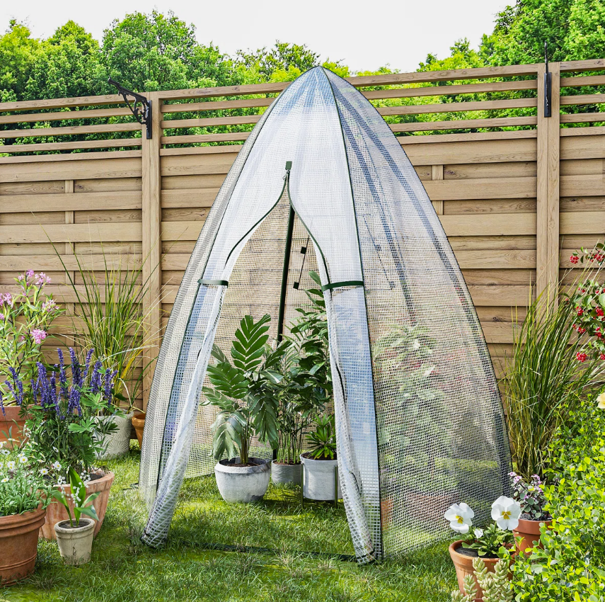 Small growing bubble set up over a garden bed