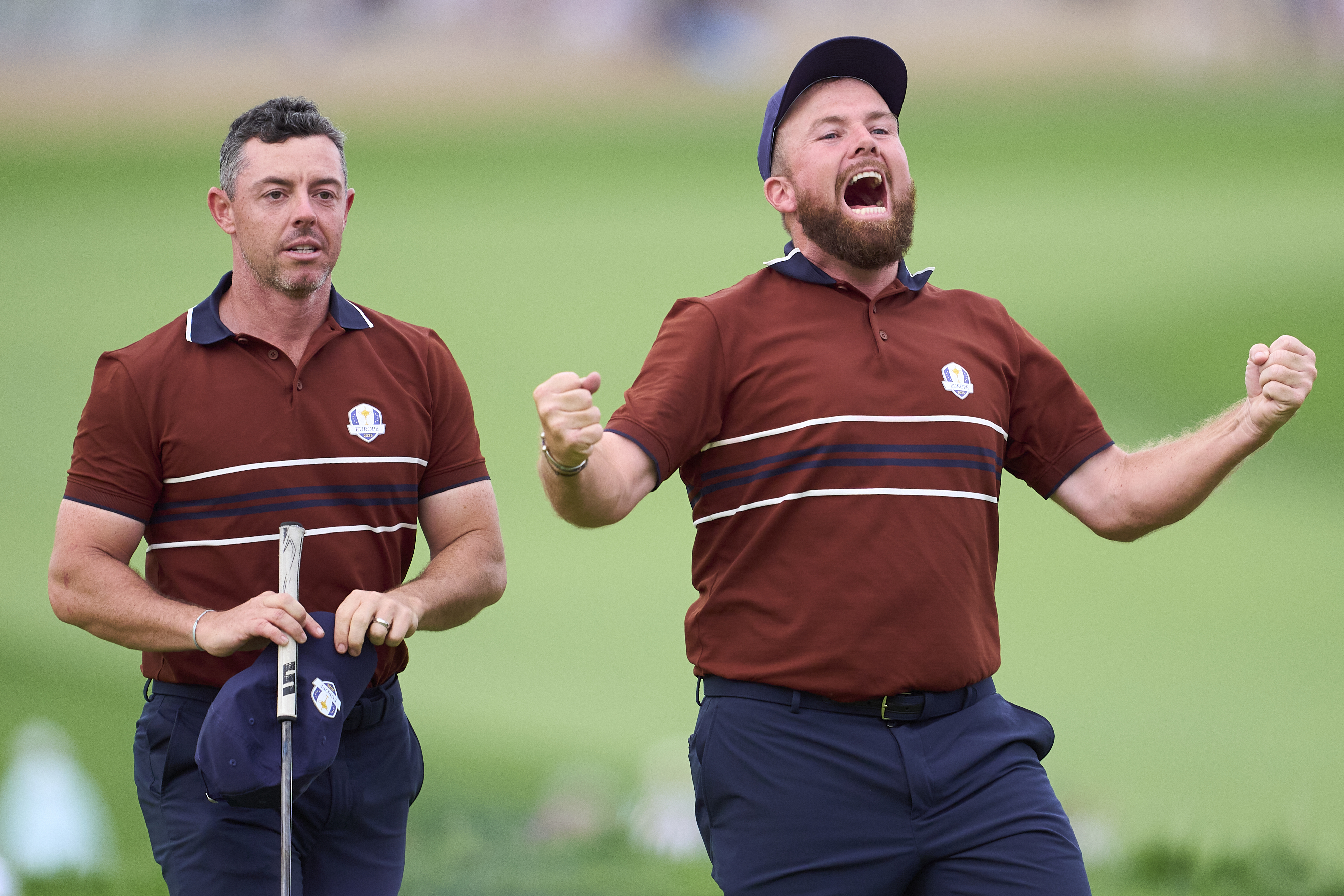 Rory McIlroy and Shane Lowry celebrate during the Ryder Cup