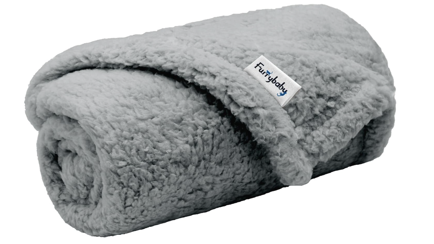 Furrybaby grey fleece blanket
