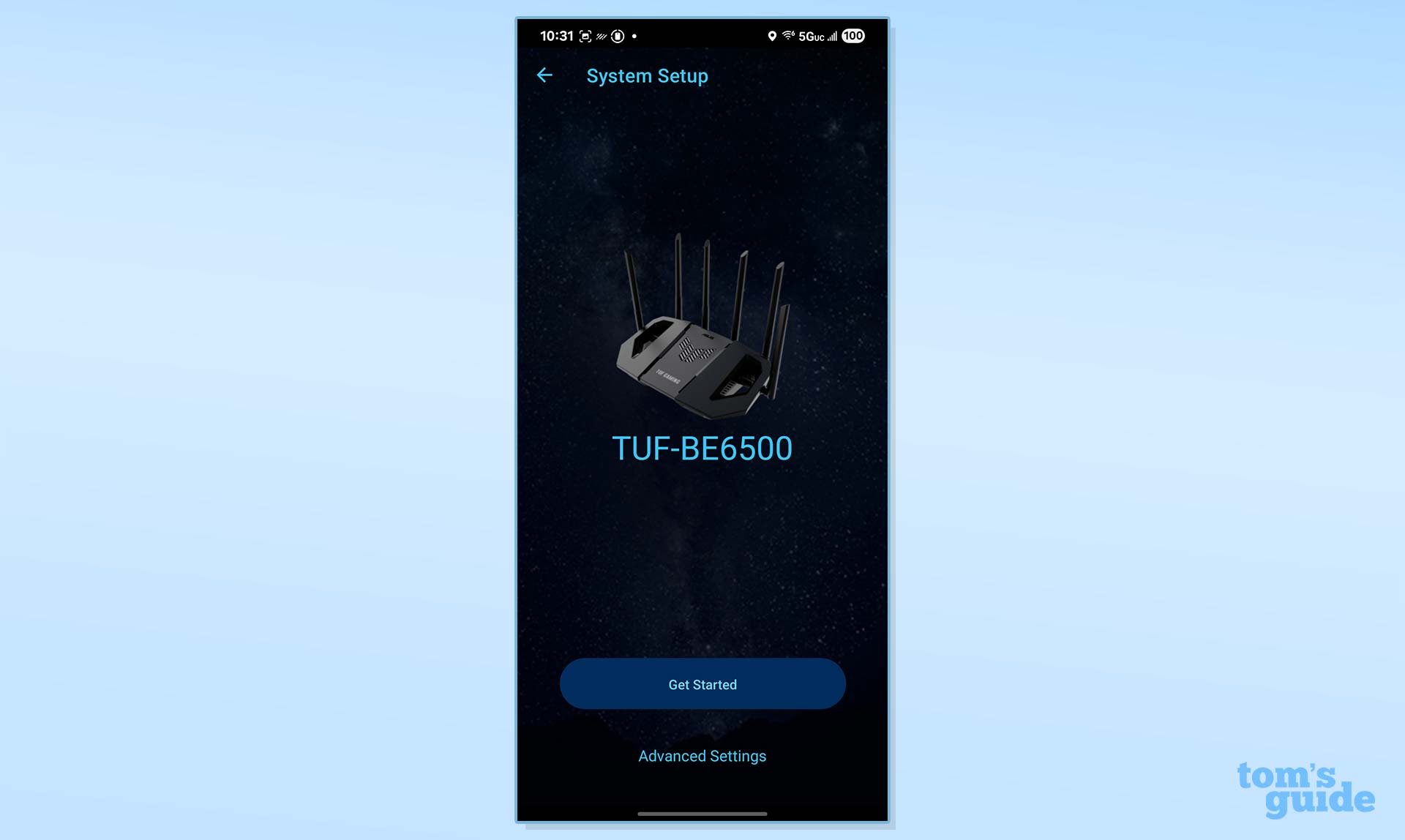 A screenshot of the Asus TUF Gaming BE6500 router app.