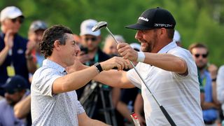 Rory McIlroy and Michael Block at the 2023 PGA Championship