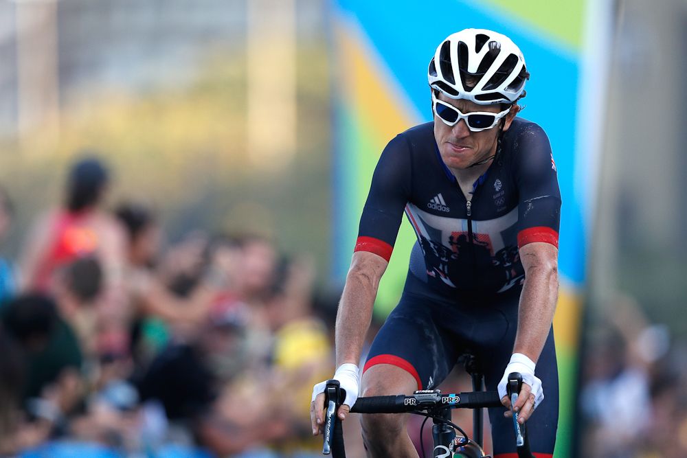 Geraint Thomas finishes the Men's Road cycling race in the Rio 2016 Olympic Games