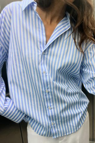 zara, Striped Poplin Shirt