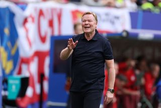 Netherlands Euro 2024 squad Ronald Koeman, Head Coach of the Netherlands, gestures during the UEFA EURO 2024 group stage match between Poland and Netherlands at Volksparkstadion on June 16, 2024 in Hamburg, Germany. (Photo by Alex Livesey/Getty Images)