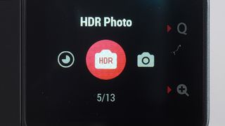 En bild från skärmen på Insta360 One RS som visar inställningar för HDR-läget.