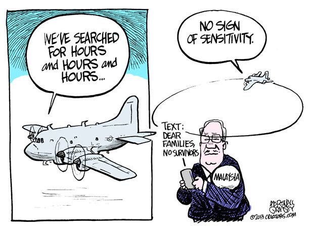 Political cartoon missing Malaysia flight