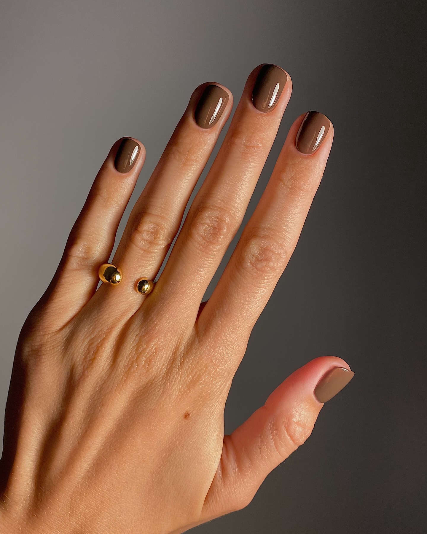 A mocha brown manicure by Mateja Novakovic