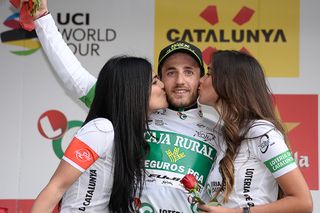 Carlos Barbero on the stage 1 podium at Volta a Catalunya