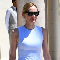 Diane Keuger wearing a white dress in Cannes