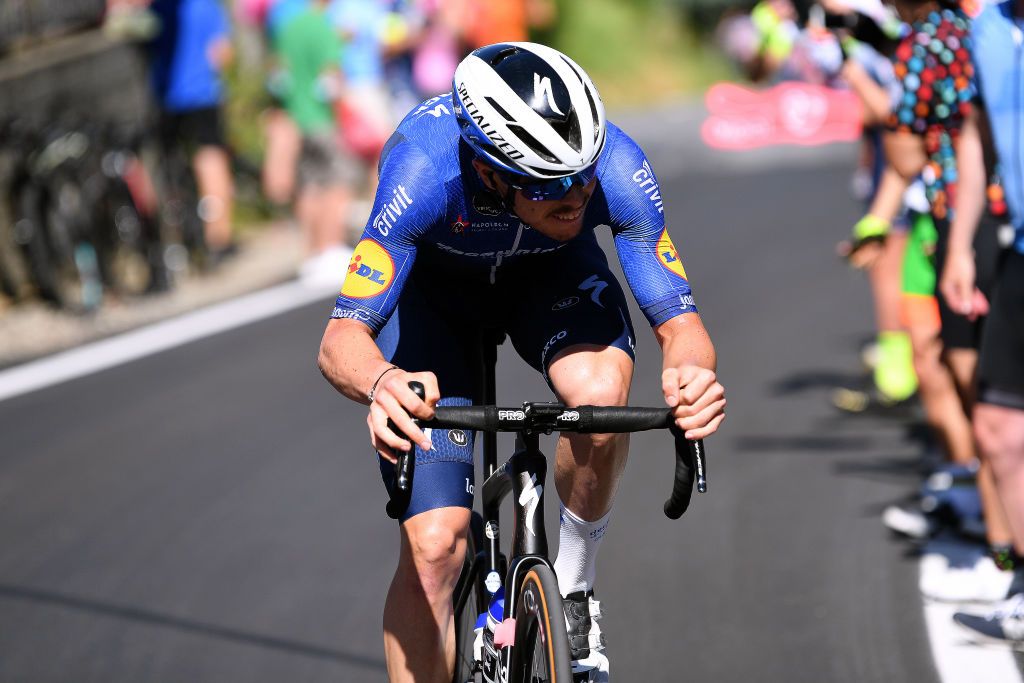 Remi Cavagna (Deceuninck-Quickstep) on the attack on stage 18 of the Giro d'Italia