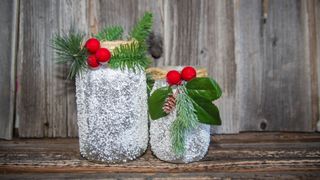 picture of snow covered mason jars