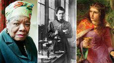 A composite image of inspirational women including Maya Angelou, Marie Curie and Eleanor of Aquatine