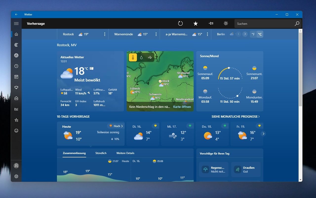 Windows Weather app with fewer ads