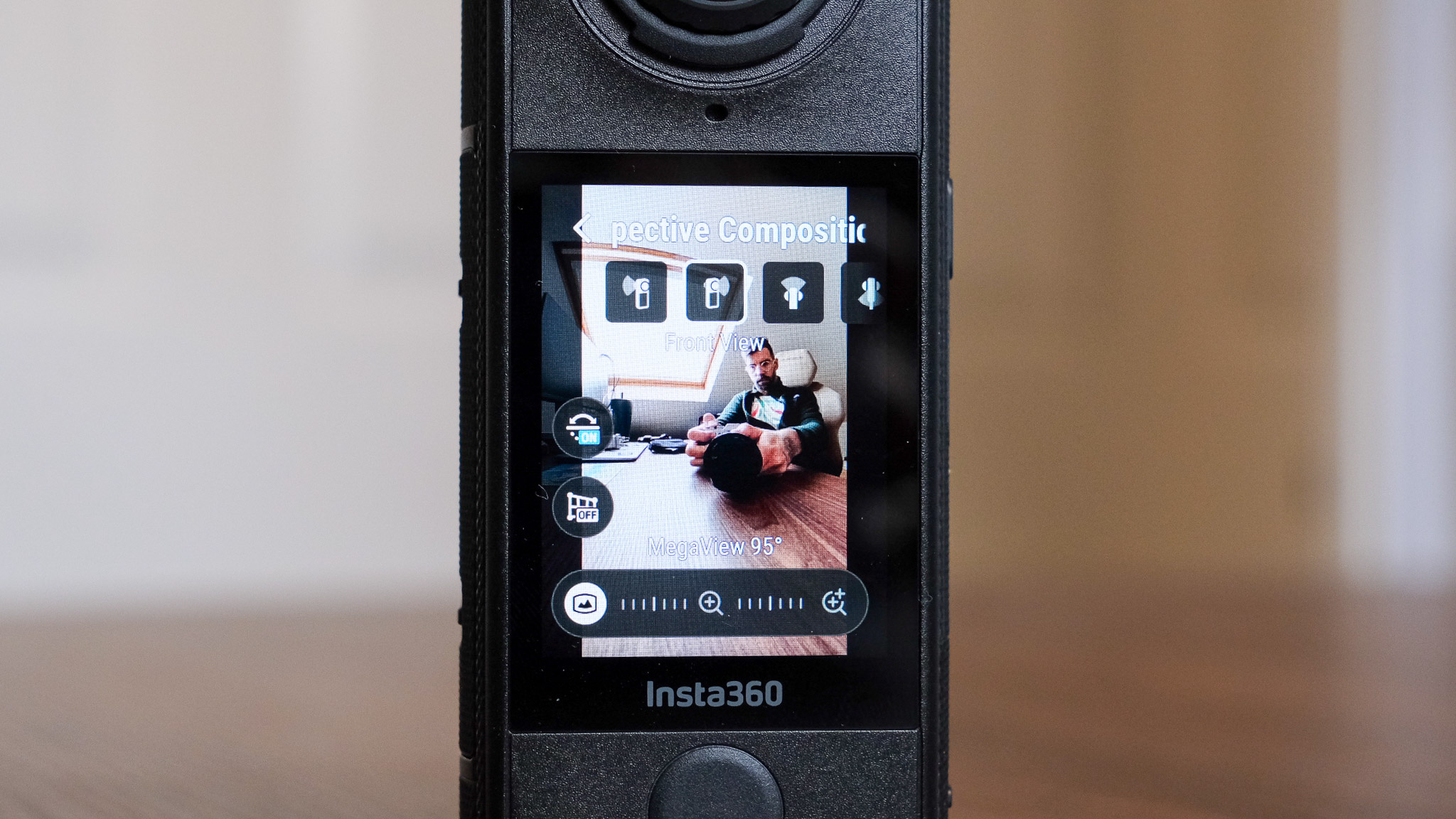 Photo of the Insta360 X4 Air action camera in an office