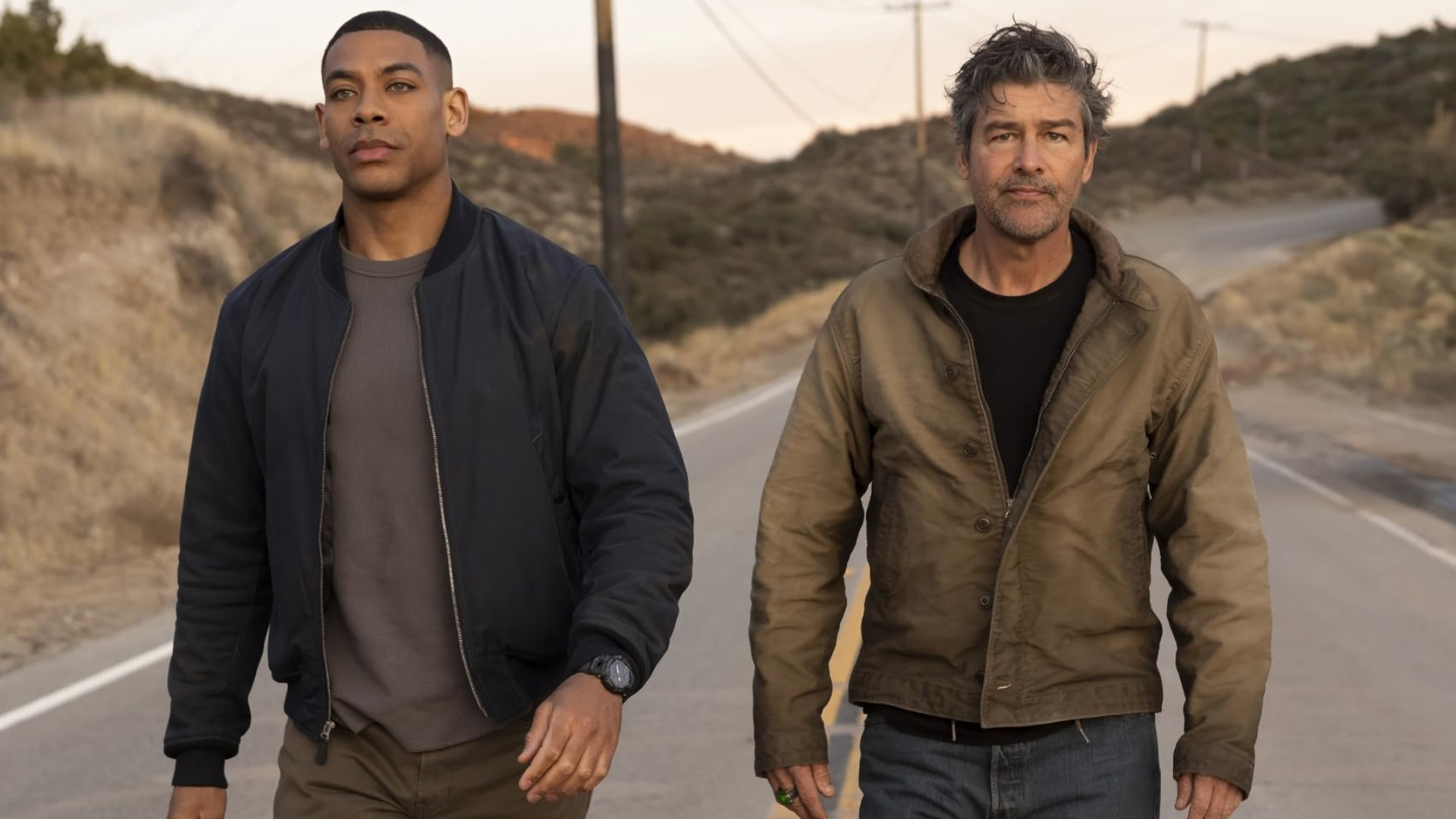 Aaron Pierre and Kyle Chandler in "Lanterns"
