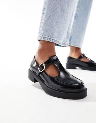 Asos Design Margo Mary Jane Flat Shoes in Black