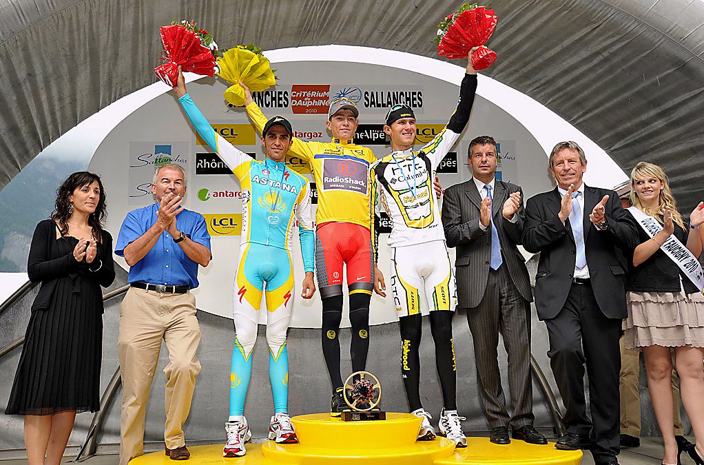 The 2010 Criterium du Dauphine podium featured a young Tejay van Garderen