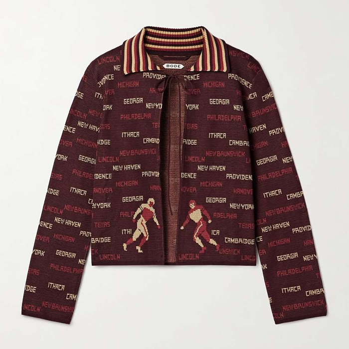 Gridiron Cotton-Jacquard Cardigan