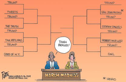 Political Cartoon U.S. Trump Bracket march madness