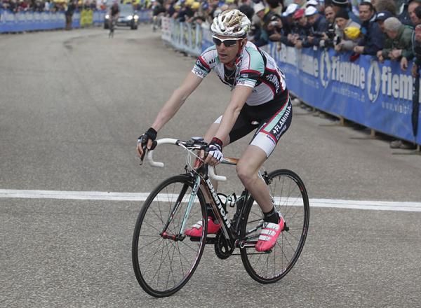 Riccardo Ricc&ograve; (Flaminia Ceramica) crosses the line on the final stage of the Giro del Trentino.