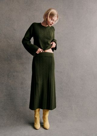 Marilou Skirt - Khaki - Merino Wool - Sézane