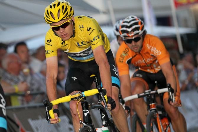 Chris Froome (Sky) on the front of the peloton