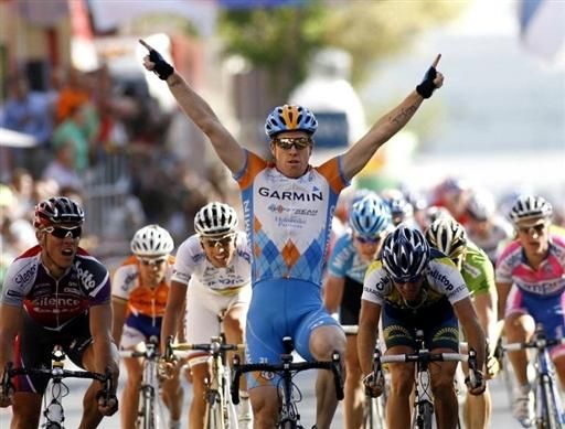 Tyler Farrar (Garmin-Slipstream) takes a win