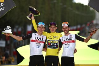 Tour de France: Tadej Pogacar, winner Jonas Vingegaard, and Adam Yates on the final podium in Paris