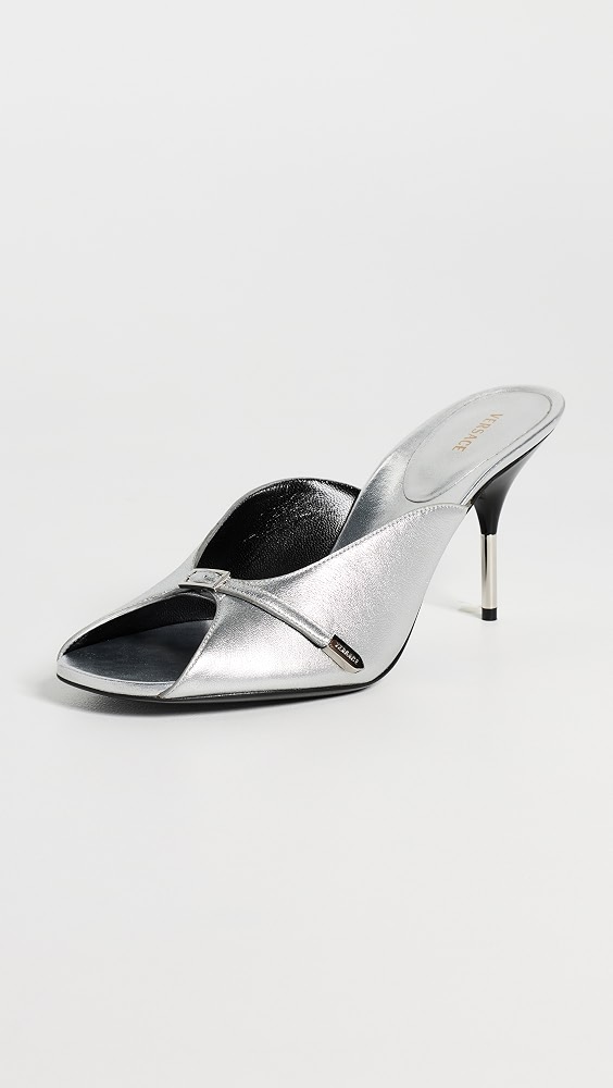 Mule T.80 Lamb Leather Stilettos - 1e01p-Silver-Palladium