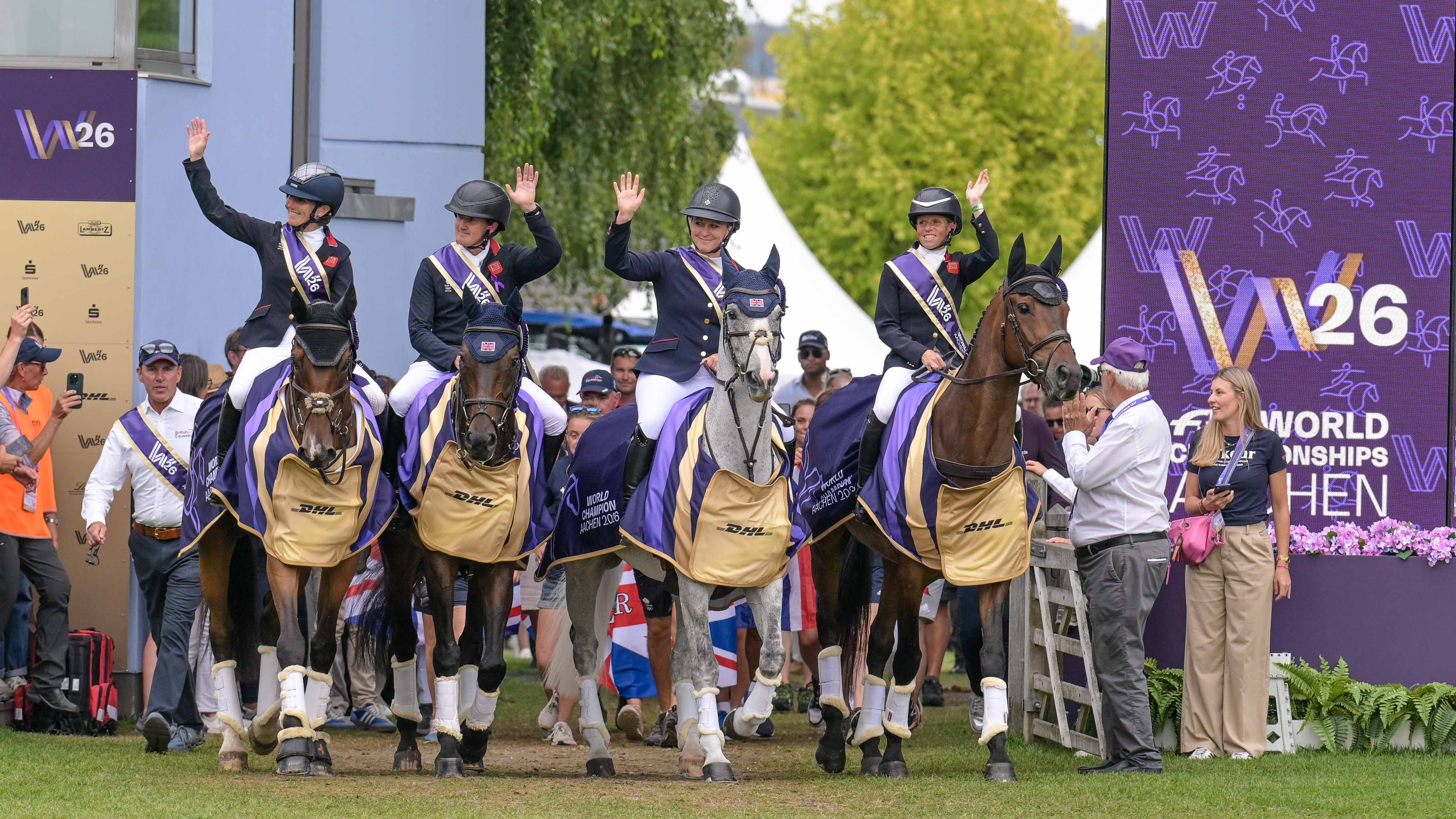 British team in the medal ceremony at Aachen eventing world championships