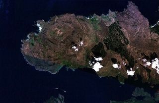 Ardnamurchan volcano, snapped from space by Landsat 7.