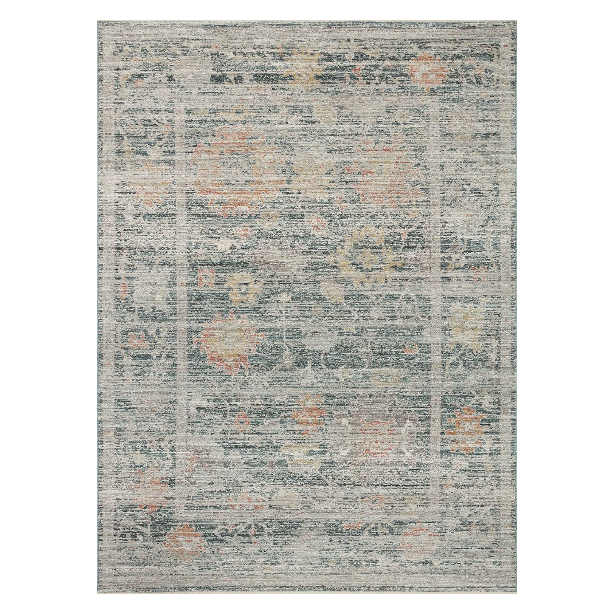 a faded floral rug