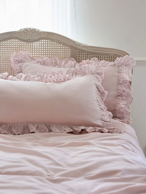 Shabby Chic by Rachel Ashwell&reg; Set of 2 Pink Broderie Anglaise Ruffle Pillowcases