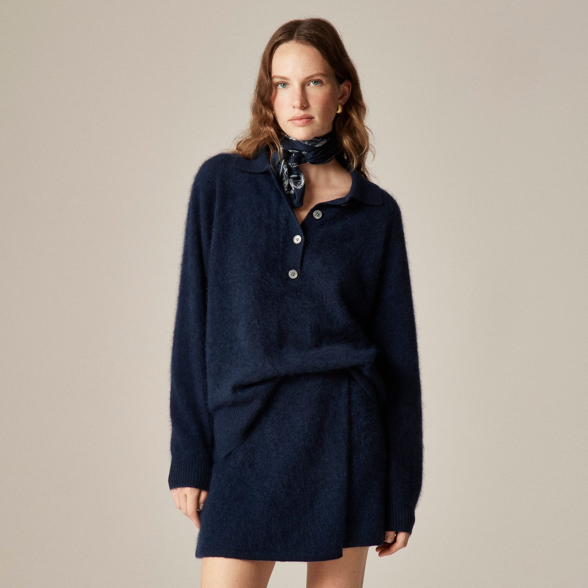 Brushed Cashmere Rugby Sweater