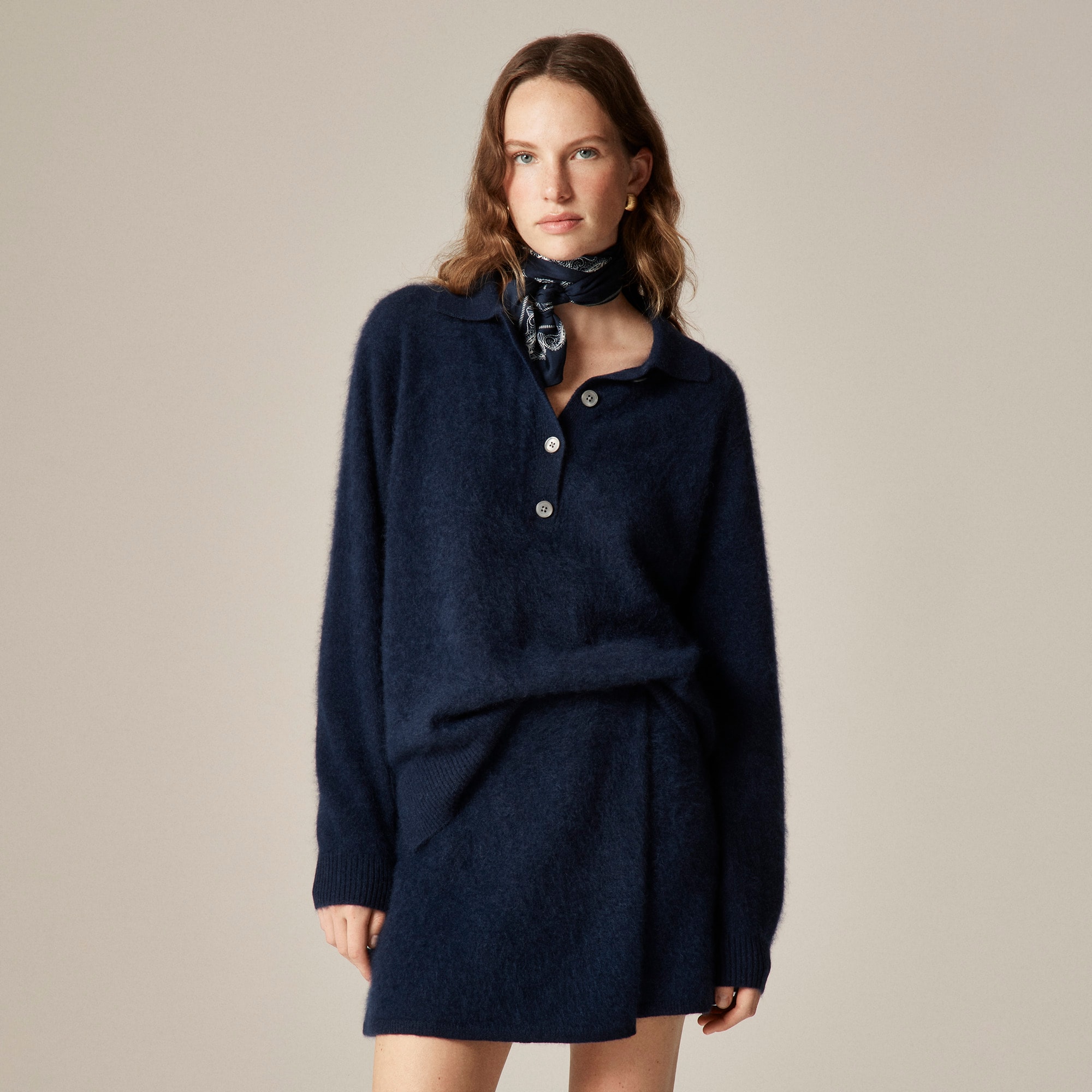 Brushed Cashmere Rugby Sweater