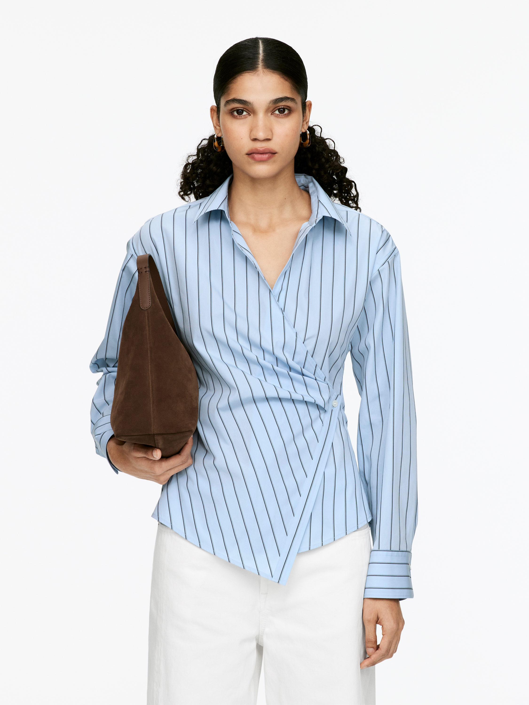 Wrap Shirt – Blue/striped – Women – Arket Gb