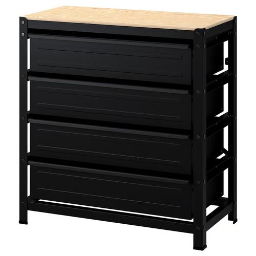 Bror Work Bench With Drawers - Black/pine&nbsp;