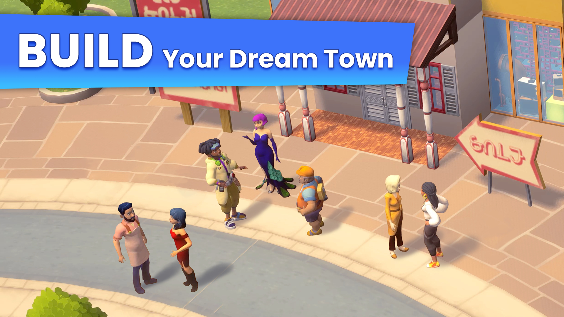 The Sims Labs: Town Stories promotional screenshots.